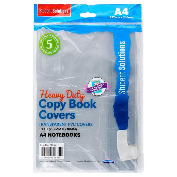 A4 PVC Heavy Duty Copy Book Covers (Pack of 5)
