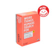 Red box of 'Weird Things Humans Search For' game with a mini version label on a white background
