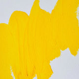 Yellow oil paint mixed with safflower oil on a white canvas