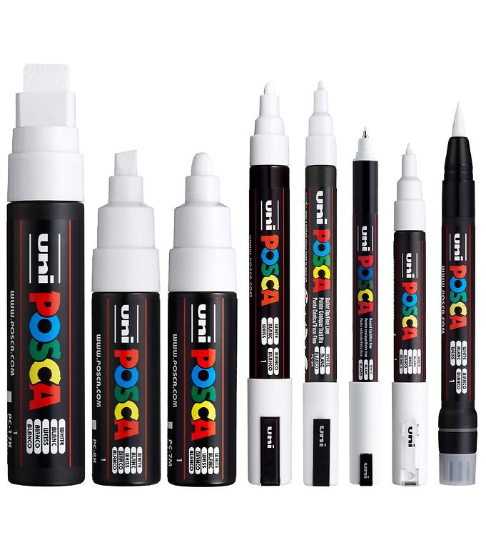 POSCA 8 Set of White in Assorted Nib Sizes