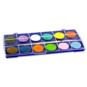 World of Colour - 12 Colour Watercolour Paint Palette Set With Brush