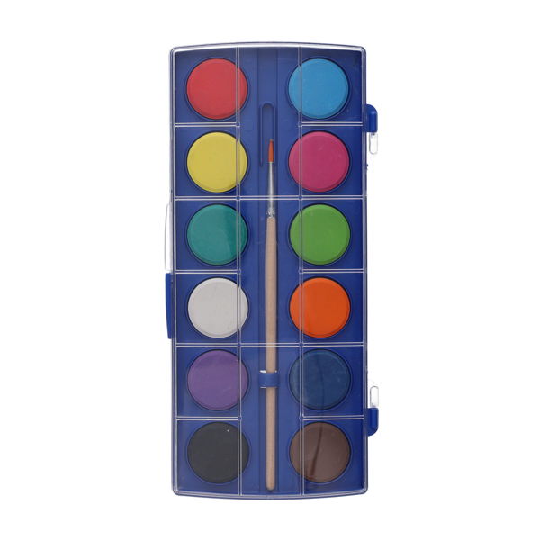 World of Colour - 12 Colour Watercolour Paint Palette with Brush