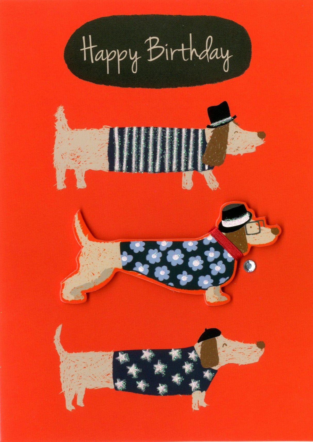 Greeting Card Sausage Dogs Happy Birthday 