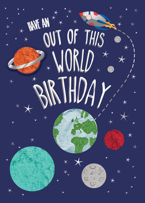 Greeting Card Out of this World Space Birthday Card