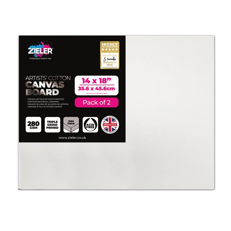 Zieler Stretched White Canvas Boards - 14" x 18" (Pack of 2)