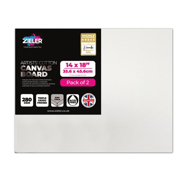 Zieler Stretched White Canvas Boards - 14" x 18" (Pack of 2)