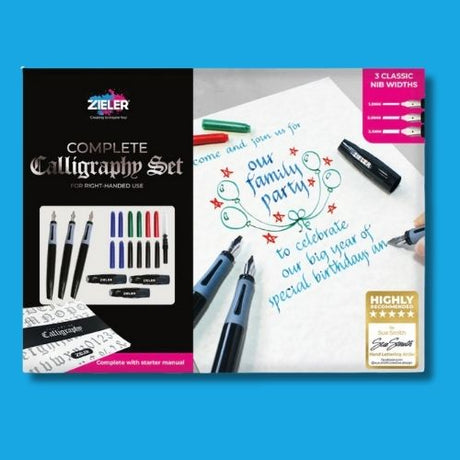 Zieler calligraphy set with writing samples