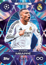 Card featuring Kylian Mbappé in a sports jersey with branding and graphics.