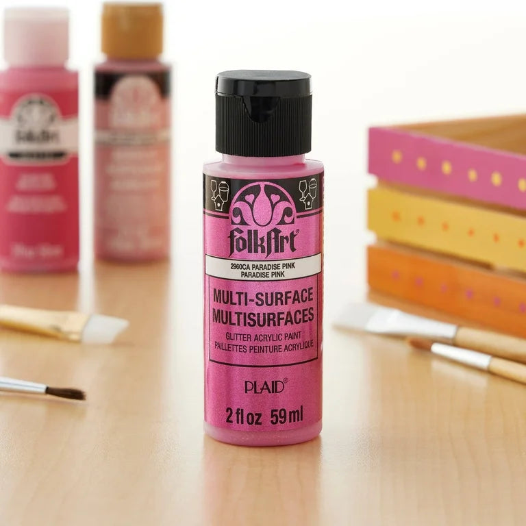 FolkArt Multi-Surface Glitter Acrylic 59ml - Paradise Pink