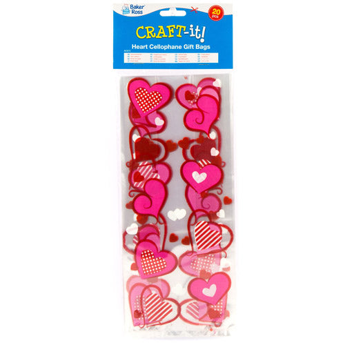 Hearts Cellophane Gift Bags (Pack of 20)