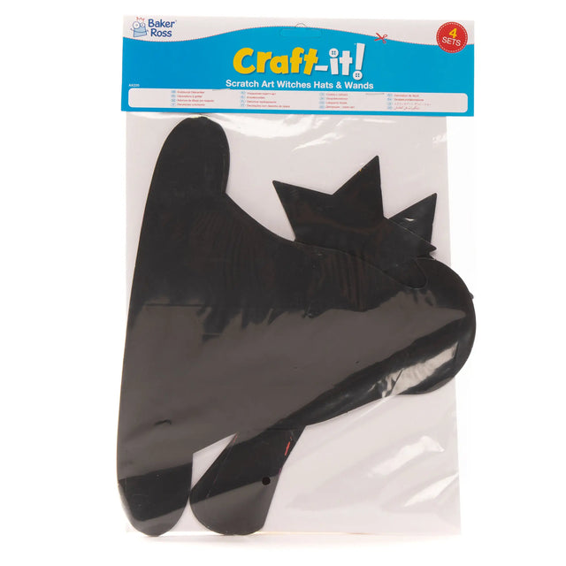 Witches & Wizards Scratch Art Hats & Wands (Pack of 4)