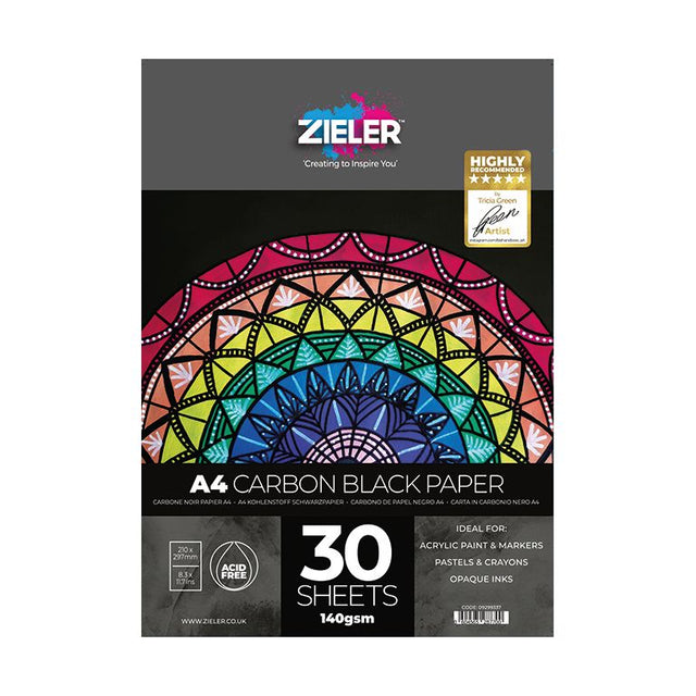 Zieler A4 Black Cartridge Paper - 140gsm (30 Sheets)