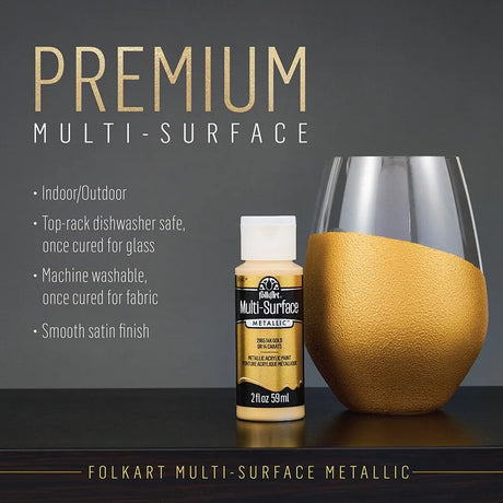 FolkArt Multi-Surface Metallic Acrylic 59ml - Bright Gold