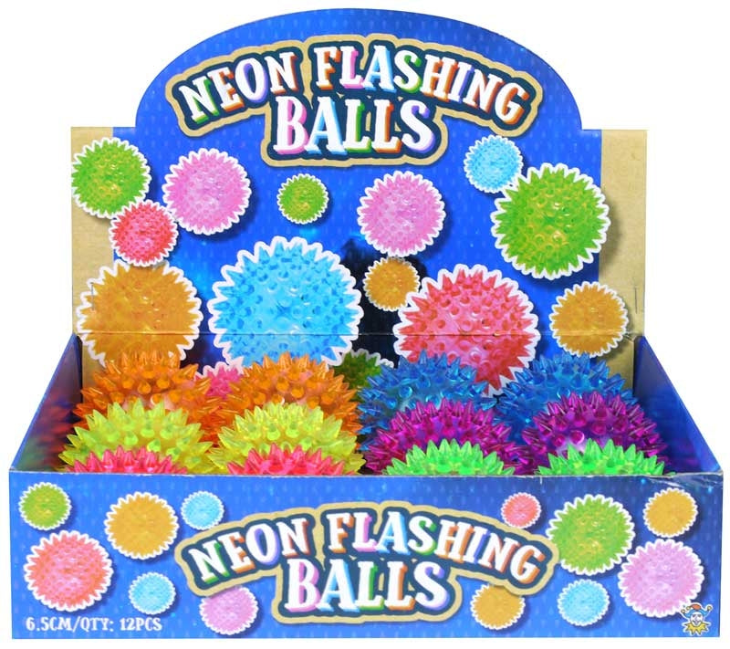 Neon Flashing Spiky Balls 6.5cm (Assortment)