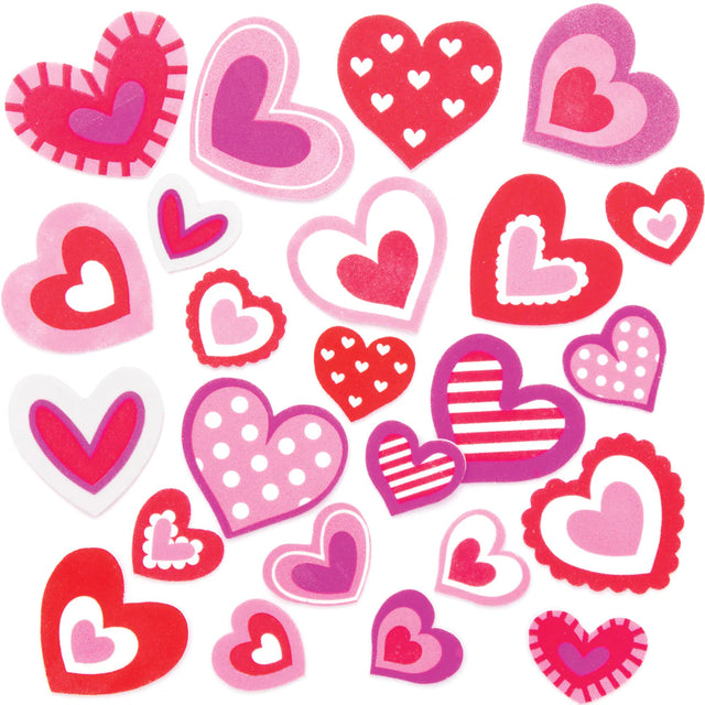 Baker Ross Heart Shape Pink Foam Stickers (Pack of 120)