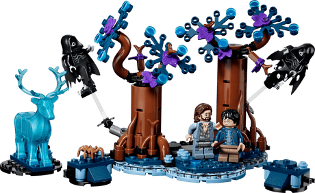 LEGO set with characters and animals on a transparent background