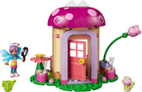 Toy mushroom house with characters on a transparent background
