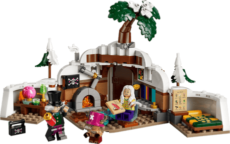 Toy set with a pirate ship, characters, and furniture on a transparent background