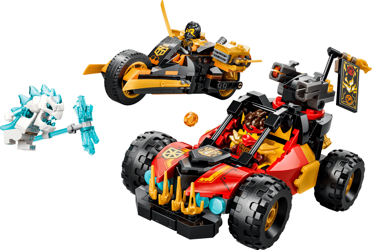 Toy vehicles and figures on a transparent background
