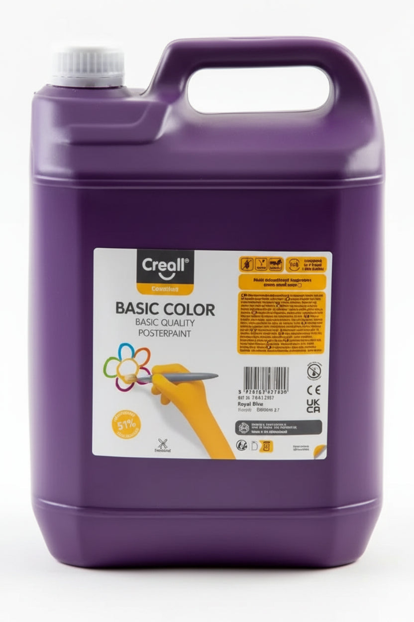 Blue container with a label for 'Creall" Basic Color' on a white background