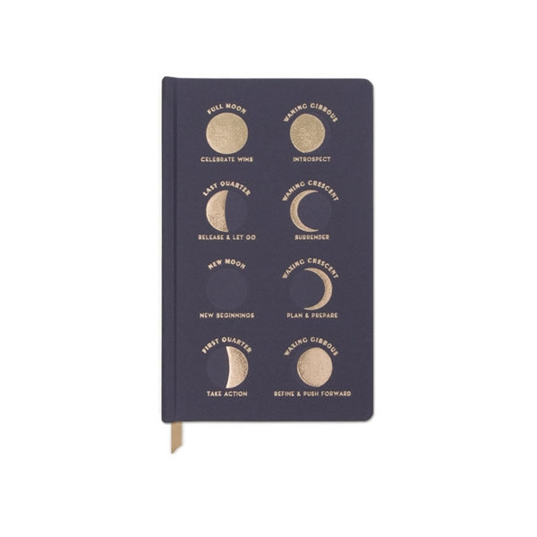 DesignWorks Bookcloth Hardcover Journal - Navy Moon Phases