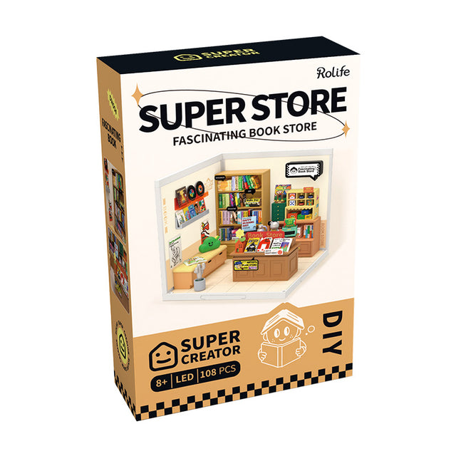 Rolife Fascinating Book Store Plastic DIY Miniature House Kit