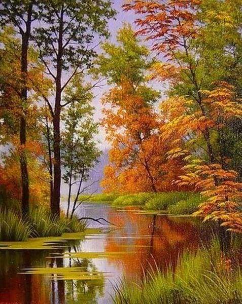 Diamond Art Kit 40x50cm - Lake In Autumn