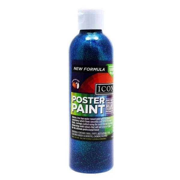 Icon 300ml Poster Paint - Glitter Blue