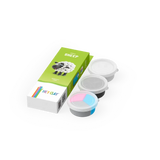 Set of colorful clay containers with a green box labeled 'Sheep' on a white background