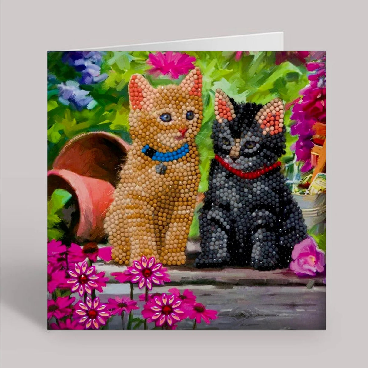 Crystal Art Card Kit 18 x 18cm - Cat Friends