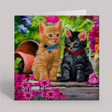 Crystal Art Card Kit 18 x 18cm - Cat Friends