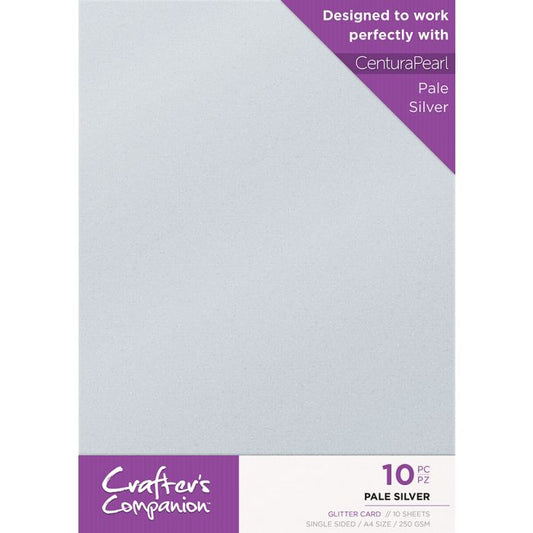 Crafters Companion Glitter Card 10 Sheet Pack - Pale Silver