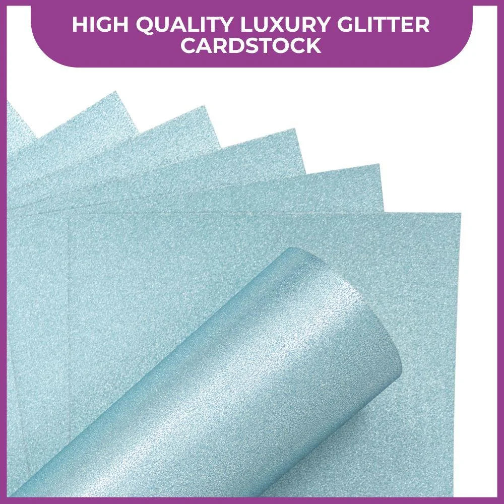 Crafter's Companion Glitter Card 10 Sheet Pack - Baby Blue