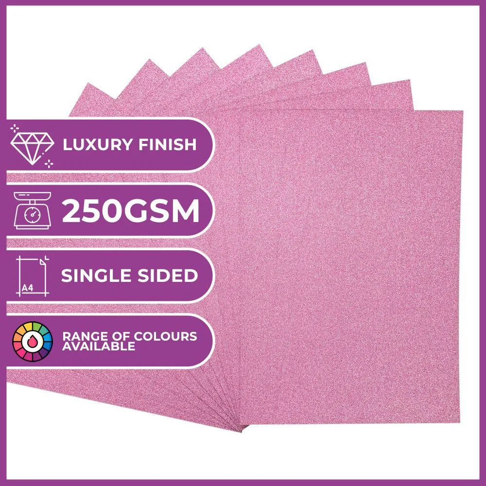 Glitter Card 10 Sheet Pack - Baby Pink