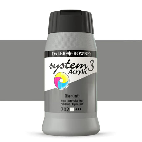 Daler Rowney System3 Silver Imitation 500ml Acrylic Paint Tube