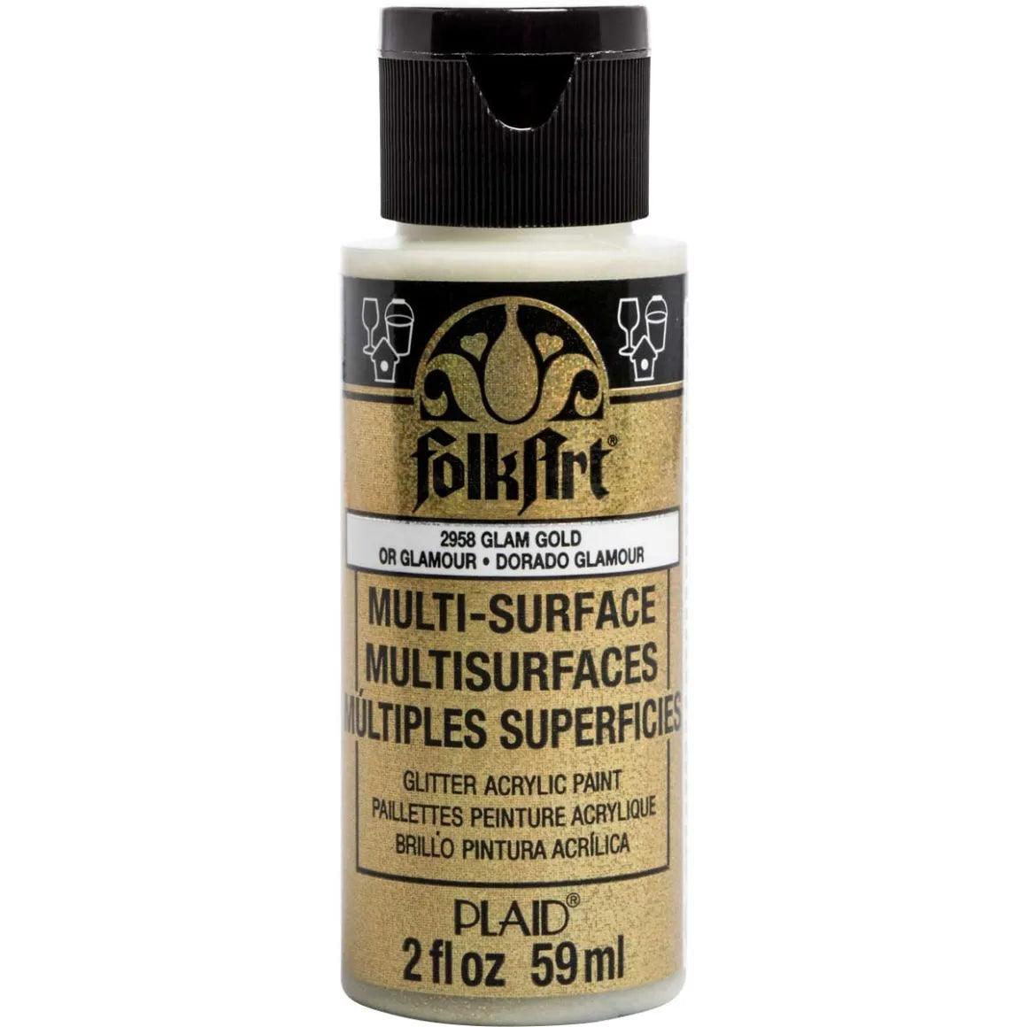 FolkArt Multi-Surface Glitter Acrylic 59ml - Glam Gold