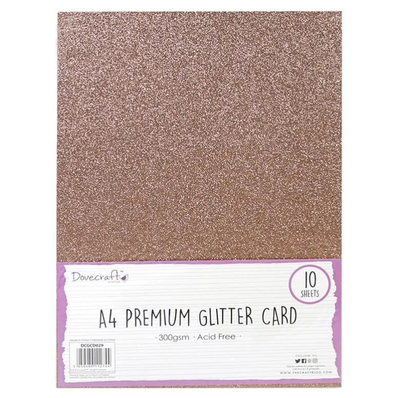 A4 Glitter Card 300gsm - Dark Rose Gold (10 Sheets)
