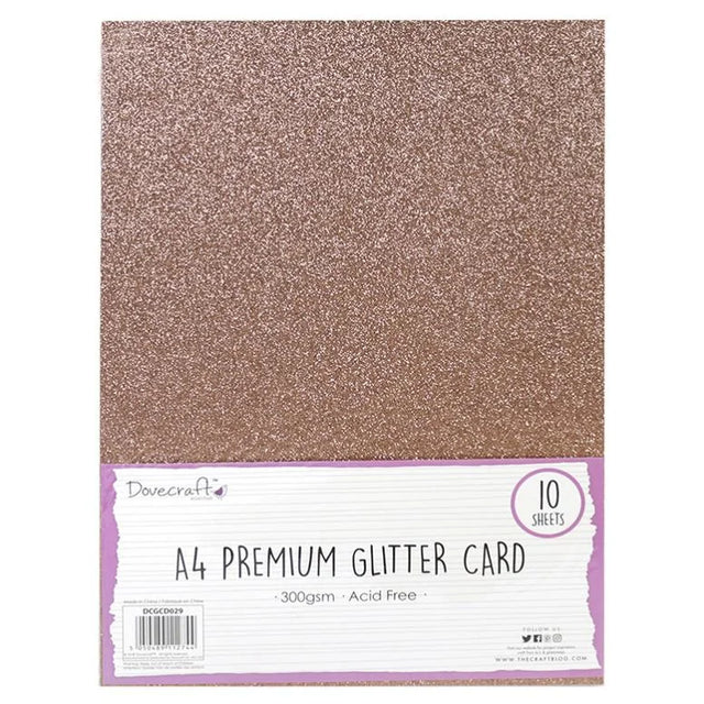 A4 Glitter Card 300gsm - Dark Rose Gold (10 Sheets)