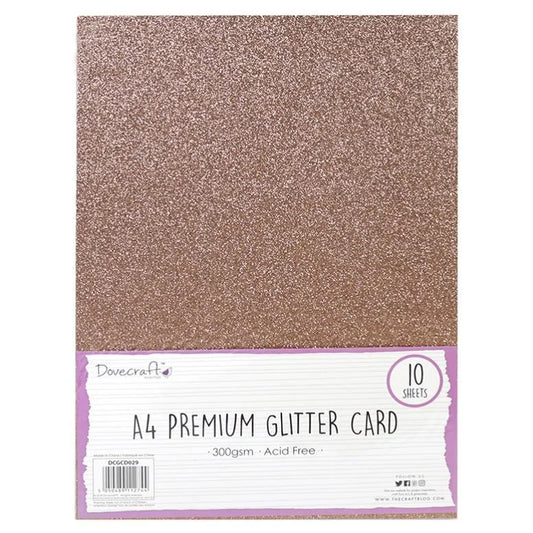 A4 Glitter Card 300gsm - Dark Rose Gold (10 Sheets)