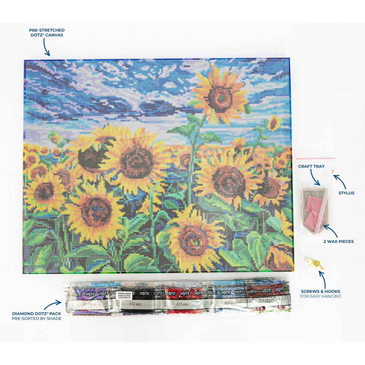 Diamond Dotz Stretched Canvas 40x50cm - Landscape with Sunflowers