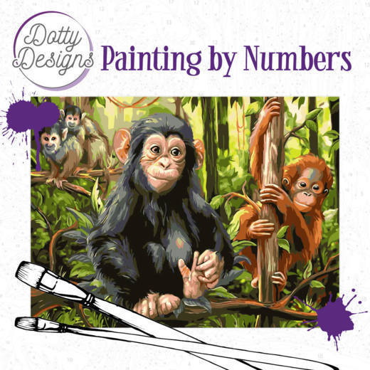 Dotty Design Paint By Numbers Set - Monkeys