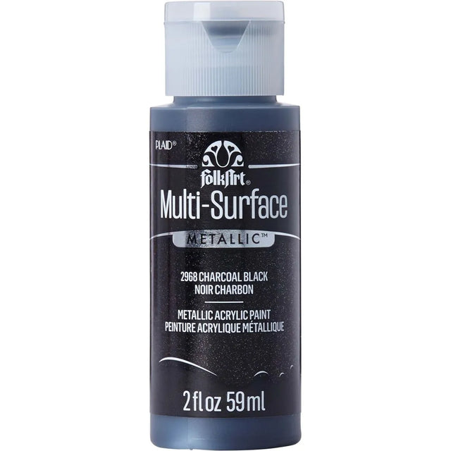 FolkArt Multi-Surface Metallic Acrylic 59ml - Charcoal Black