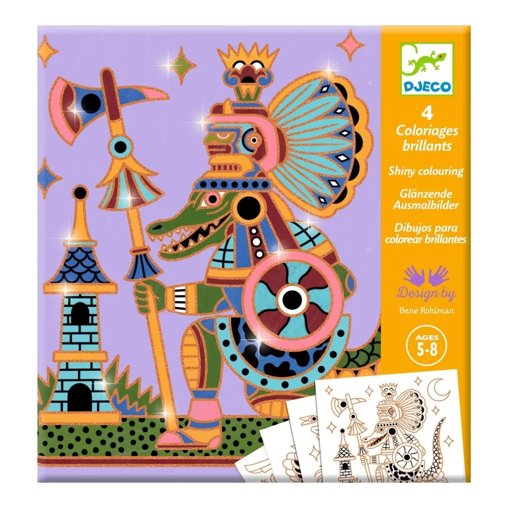 Djeco Metallic Colouring - Animal Warriors