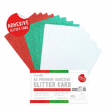 Dovecraft A5 Premium Adhesive Glitter Card - Festive Colours (12 Sheets)