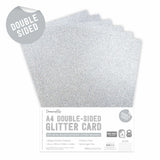 Dovecraft Glitter Car A4 Double Sided - Silver (12 Sheets)
