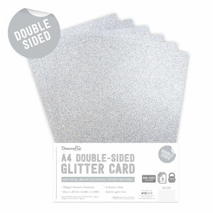 Dovecraft Glitter Car A4 Double Sided - Silver (12 Sheets)