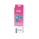 Pink packaging of Hey Clay Cloudy with a cloud-shaped character on a white background