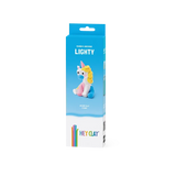 Packaging of Hey Clay Lighty unicorn toy on a white background