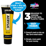 Zieler Premium Acrylic Paints Set – 8 Colours (75ml)