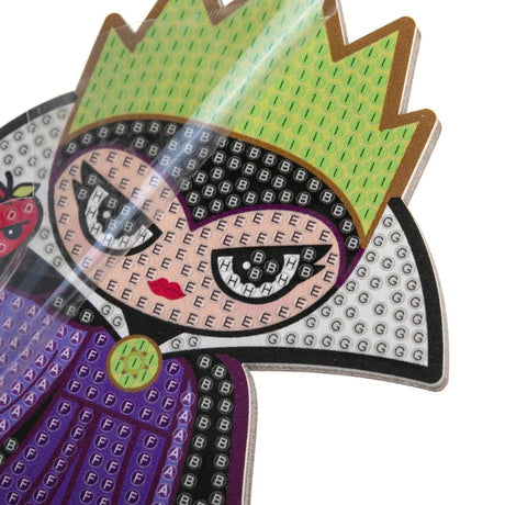 Colorful decorative item with a face design on a white background